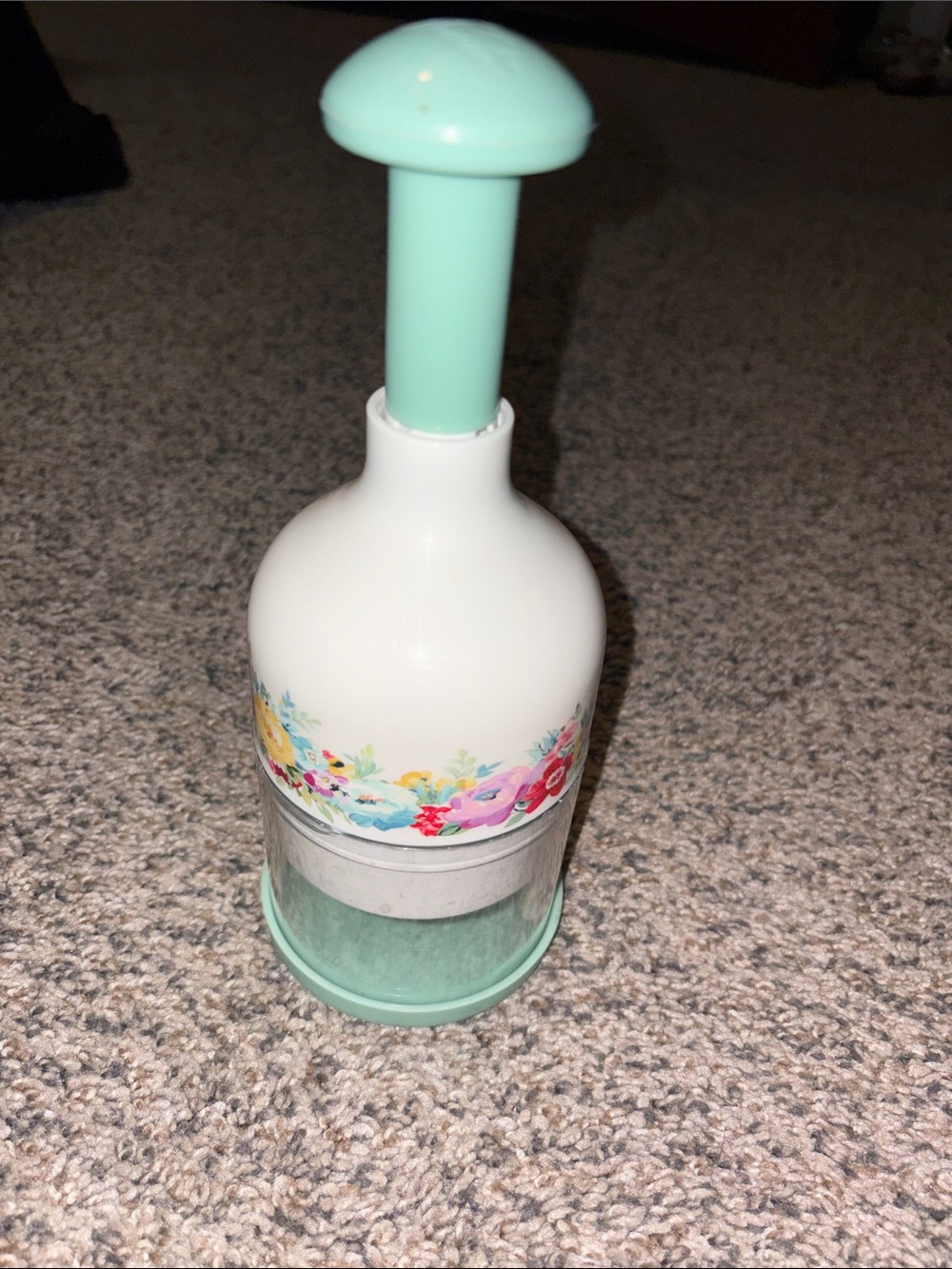 The Pioneer Woman Mint and White Floral Hand Press Chopper